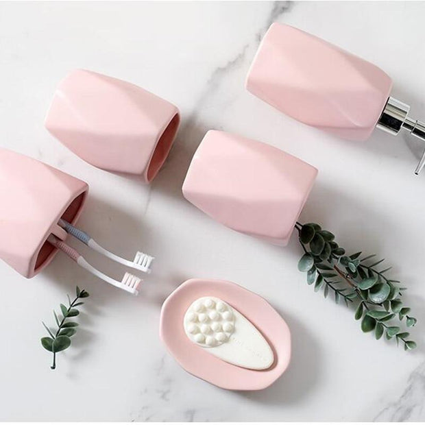 Ceramic romantic fashion Bathroom Accessory Set Washing Tools Bottle Mouthwash Cup Soap Toothbrush Holder Household Articles