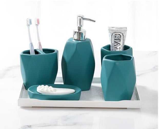 Ceramic romantic fashion Bathroom Accessory Set Washing Tools Bottle Mouthwash Cup Soap Toothbrush Holder Household Articles