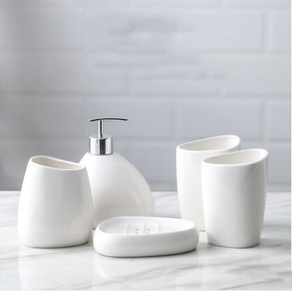 Ceramic imitation Bathroom Accessory Set Washing Tools Bottle Mouthwash Cup Soap Toothbrush Holder Household Articles