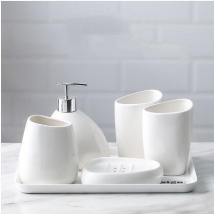 Ceramic imitation Bathroom Accessory Set Washing Tools Bottle Mouthwash Cup Soap Toothbrush Holder Household Articles