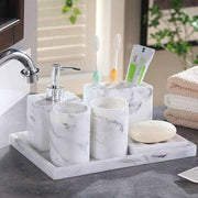 Ceramic imitation marble Bathroom Accessory Set Washing Tools Bottle bathroom kits simple bathroom brushing cup mug cup