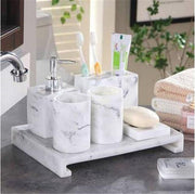 Ceramic imitation marble Bathroom Accessory Set Washing Tools Bottle bathroom kits simple bathroom brushing cup mug cup