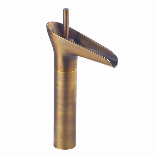 Solid Brass Basin Faucets Bathroom Taps Brushed Gold Black Waterfall Basin Tap European Faucet Wine Cup Shaped Tap Deck Mount