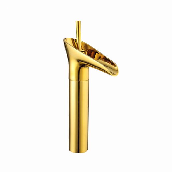 Solid Brass Basin Faucets Bathroom Taps Brushed Gold Black Waterfall Basin Tap European Faucet Wine Cup Shaped Tap Deck Mount