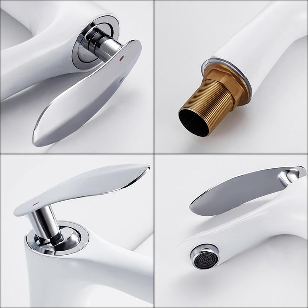 Bathroom Tall Basin Mixer Taps Sink Faucet Waterfall Counter Top White Black Hot and Cold Water Single Hole Handle Home Kitchen