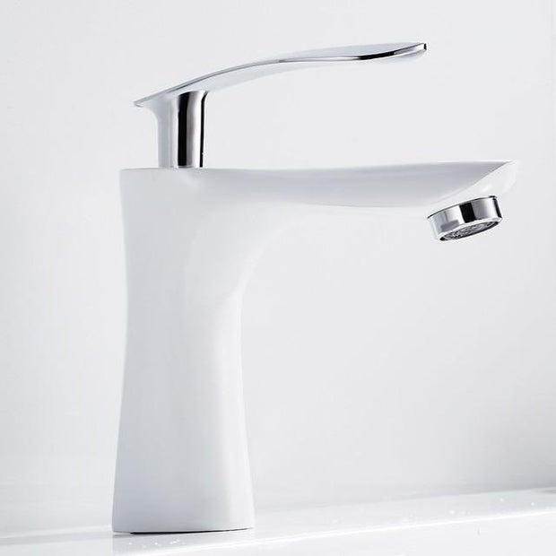 Bathroom Tall Basin Mixer Taps Sink Faucet Waterfall Counter Top White Black Hot and Cold Water Single Hole Handle Home Kitchen